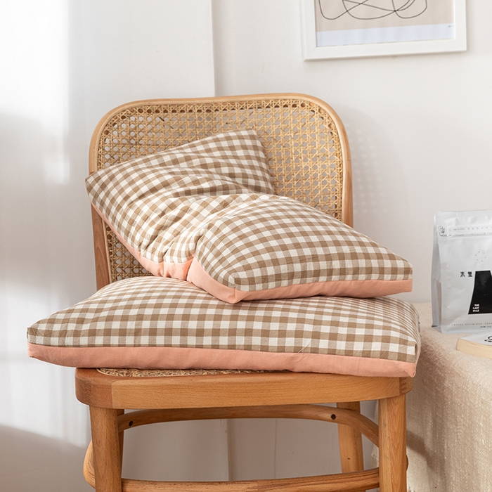 91家纺网 家纺一手货源 找家纺 小米枕芯 2025新款水洗棉荞麦枕头枕芯 咖啡格