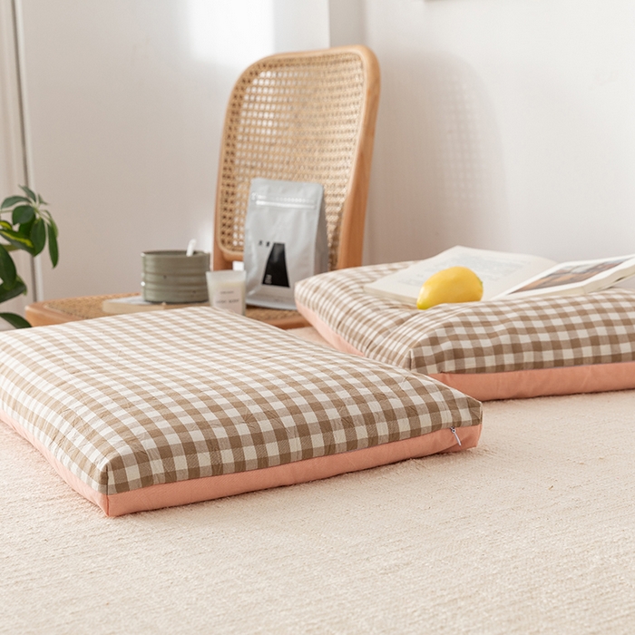 91家纺网 家纺一手货源 找家纺 小米枕芯 2025新款水洗棉荞麦枕头枕芯 咖啡格