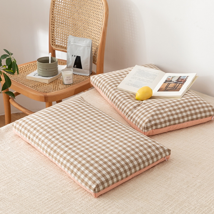 91家纺网 家纺一手货源 找家纺 小米枕芯 2025新款水洗棉荞麦枕头枕芯 咖啡格