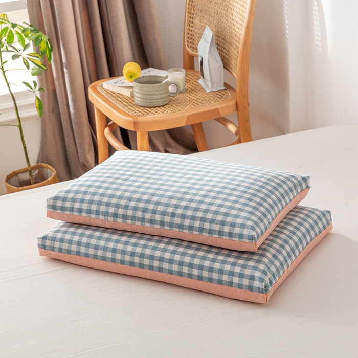 小米枕芯 2025新款水洗棉荞麦枕头枕芯 蓝格