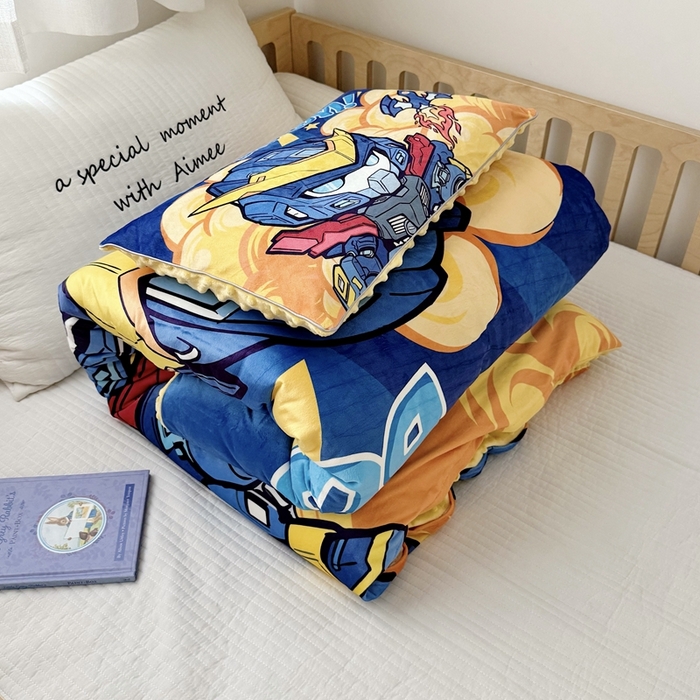 91家纺网 家纺一手货源 找家纺 萌宝家纺 2025新款可拆洗A类儿童豆豆绒大豆冬被儿童婴儿绒春秋被安抚被被子被芯 机甲战士