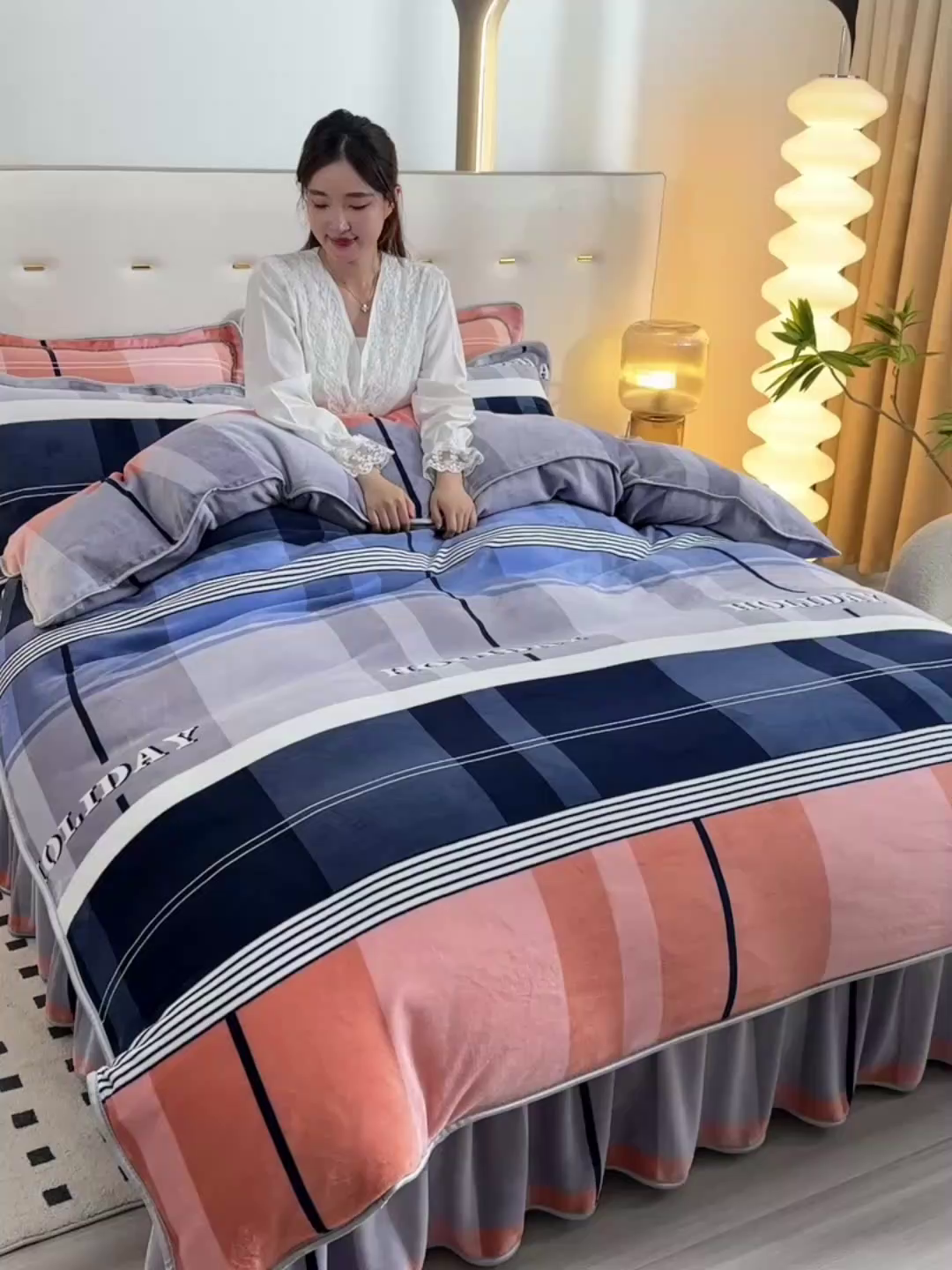 91家纺网 家纺一手货源 找家纺 芯诗曼2025新款8.5斤直播热款高克重牛奶绒法莱绒水晶金貂法莱绒四件套 格调生活