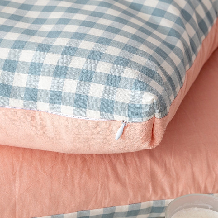 91家纺网 家纺一手货源 找家纺 小米枕芯 2025新款水洗棉荞麦枕头枕芯 蓝格