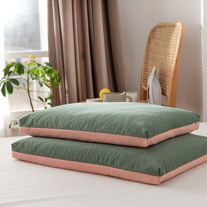 91家纺网 家纺一手货源 找家纺 小米枕芯 2025新款水洗棉荞麦枕头枕芯 绿色