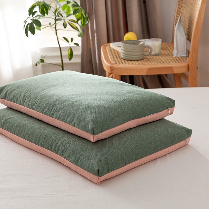 91家纺网 家纺一手货源 找家纺 小米枕芯 2025新款水洗棉荞麦枕头枕芯 绿色