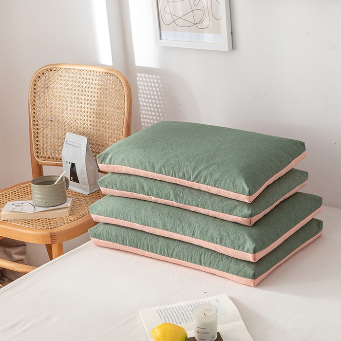 91家纺网 家纺一手货源 找家纺 小米枕芯 2025新款水洗棉荞麦枕头枕芯 绿色