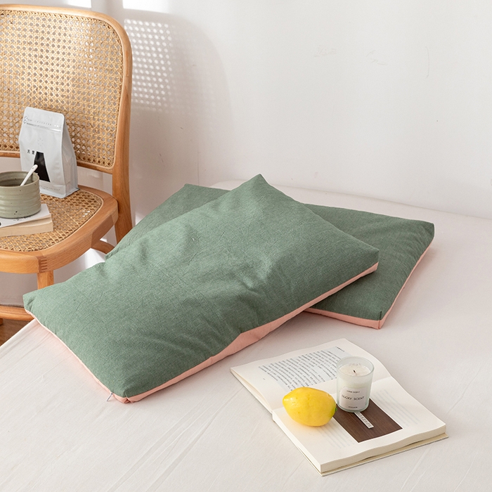 91家纺网 家纺一手货源 找家纺 小米枕芯 2025新款水洗棉荞麦枕头枕芯 绿色