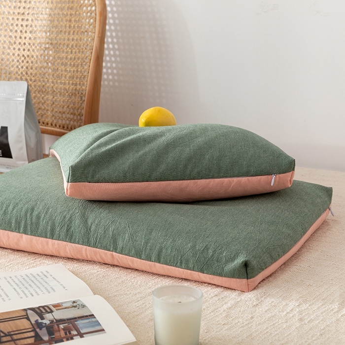 91家纺网 家纺一手货源 找家纺 小米枕芯 2025新款水洗棉荞麦枕头枕芯 绿色