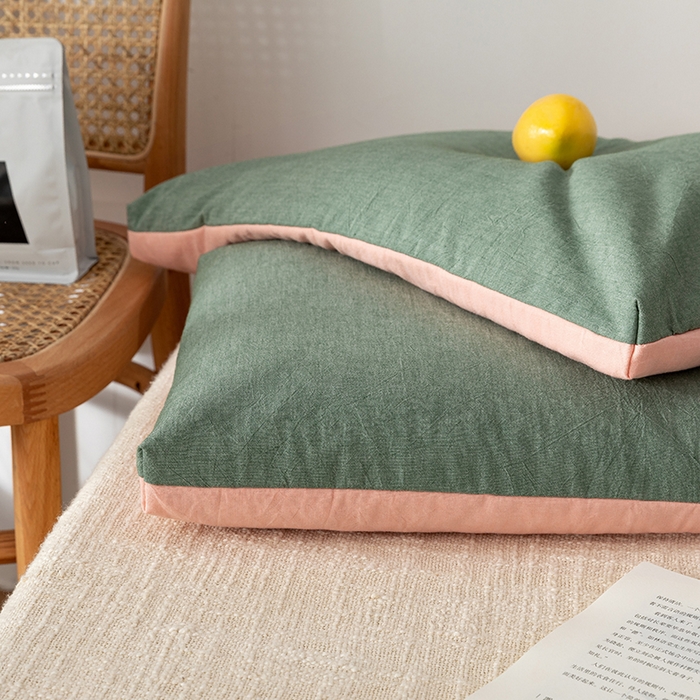 91家纺网 家纺一手货源 找家纺 小米枕芯 2025新款水洗棉荞麦枕头枕芯 绿色