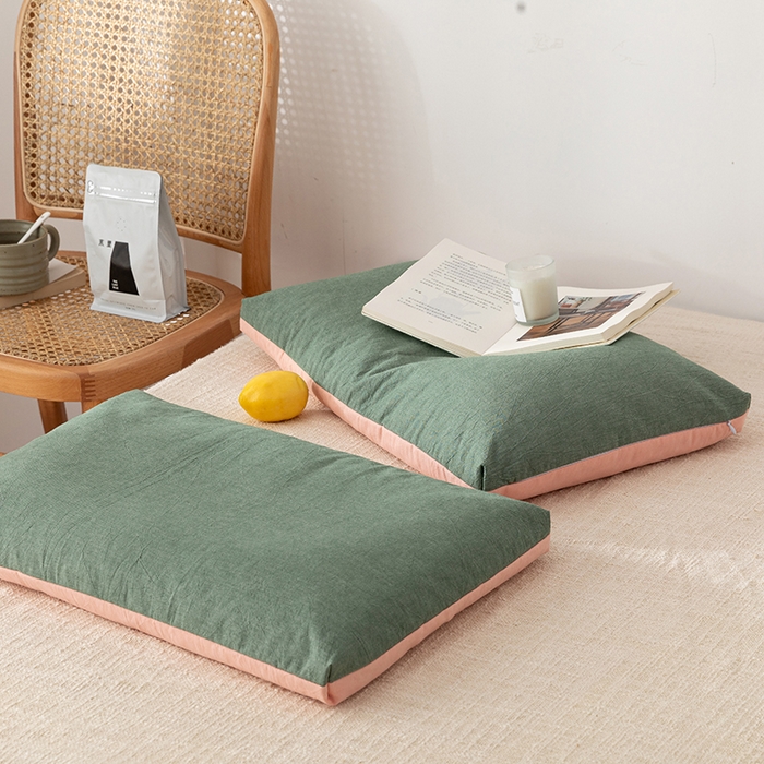 91家纺网 家纺一手货源 找家纺 小米枕芯 2025新款水洗棉荞麦枕头枕芯 绿色