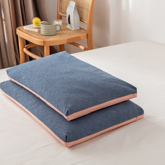 91家纺网 家纺一手货源 找家纺 小米枕芯 2025新款水洗棉荞麦枕头枕芯 牛仔蓝