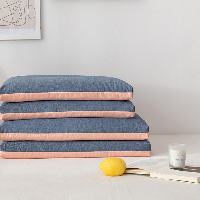 91家纺网 家纺一手货源 找家纺 小米枕芯 2025新款水洗棉荞麦枕头枕芯 牛仔蓝