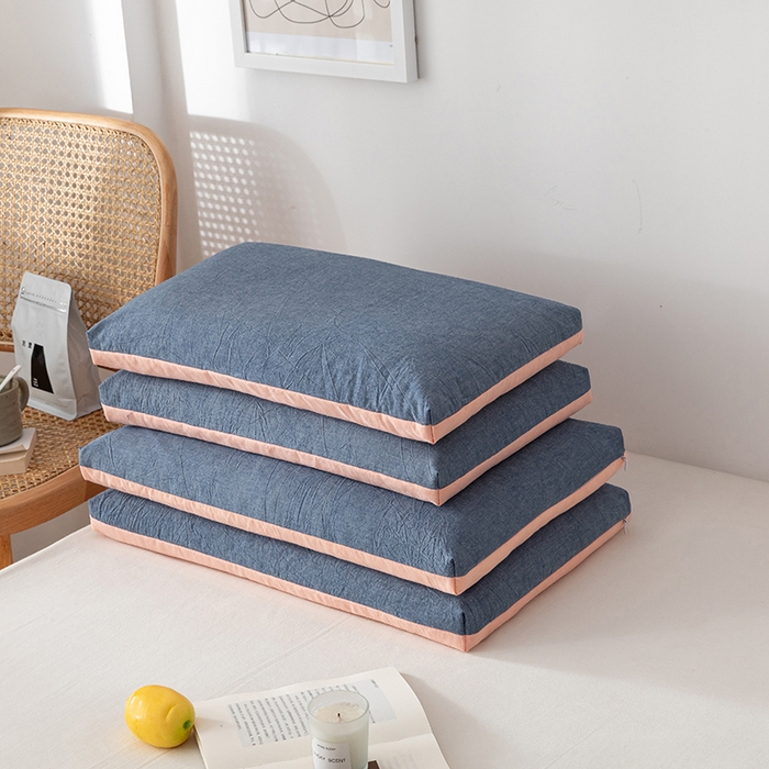 91家纺网 家纺一手货源 找家纺 小米枕芯 2025新款水洗棉荞麦枕头枕芯 牛仔蓝