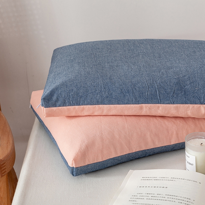 91家纺网 家纺一手货源 找家纺 小米枕芯 2025新款水洗棉荞麦枕头枕芯 牛仔蓝