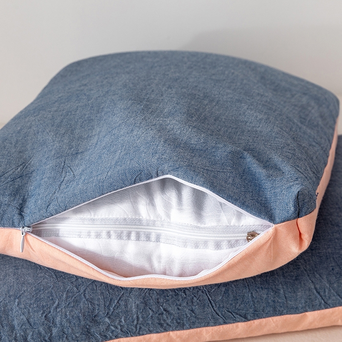 91家纺网 家纺一手货源 找家纺 小米枕芯 2025新款水洗棉荞麦枕头枕芯 牛仔蓝