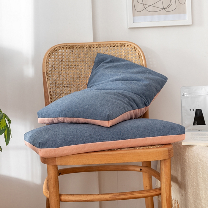 91家纺网 家纺一手货源 找家纺 小米枕芯 2025新款水洗棉荞麦枕头枕芯 牛仔蓝