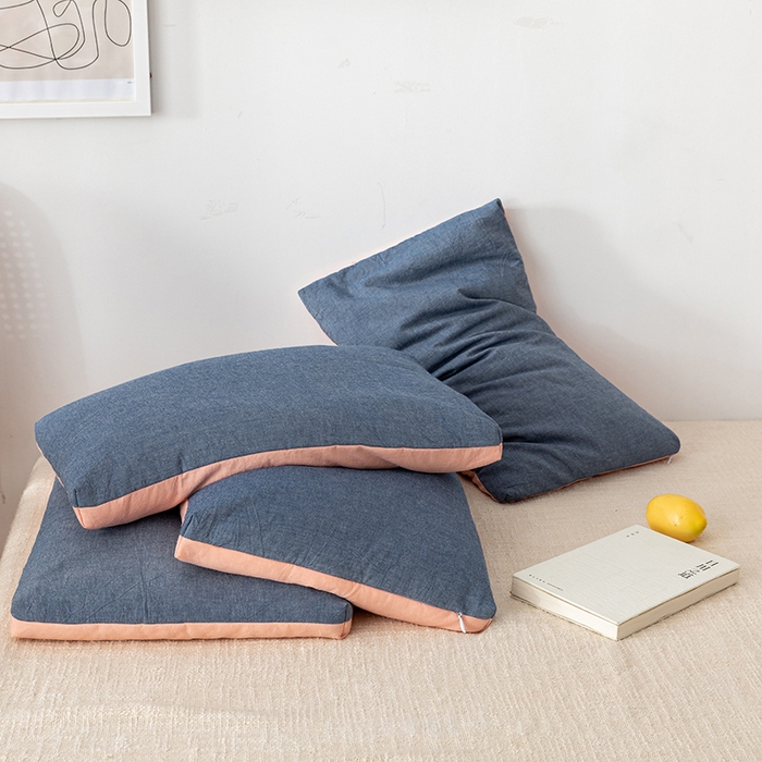 91家纺网 家纺一手货源 找家纺 小米枕芯 2025新款水洗棉荞麦枕头枕芯 牛仔蓝