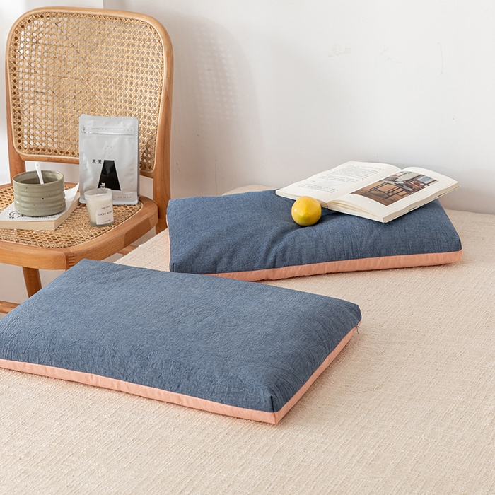 91家纺网 家纺一手货源 找家纺 小米枕芯 2025新款水洗棉荞麦枕头枕芯 牛仔蓝