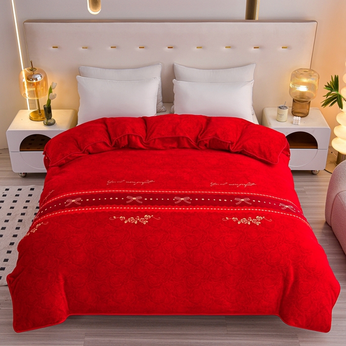 91家纺网 家纺一手货源 找家纺 芯诗曼2025新款8.5斤直播热款高克重牛奶绒法莱绒水晶金貂法莱绒四件套 今生缘