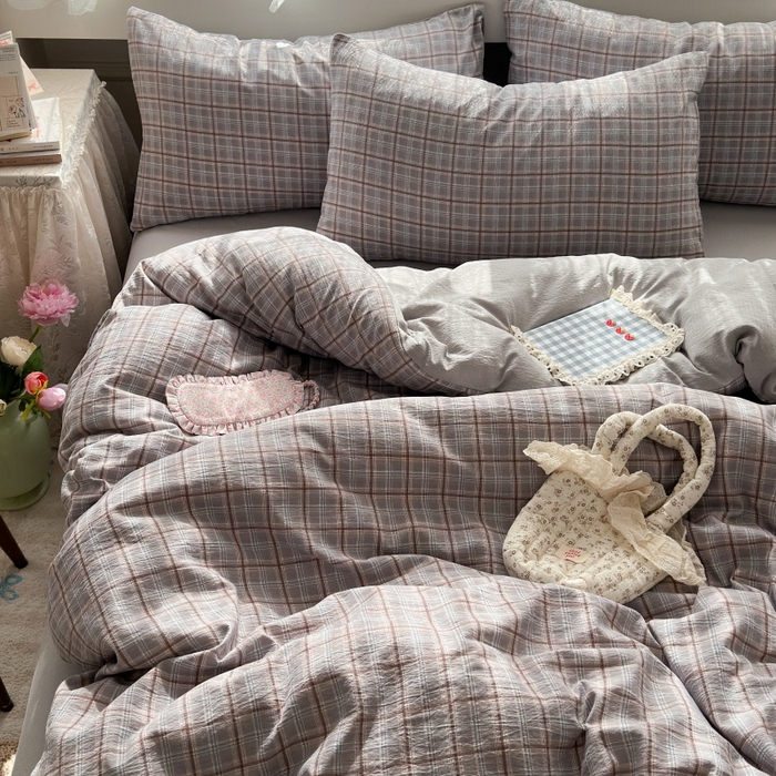 91家纺网 家纺一手货源 找家纺 丽美人家纺 2025新款【全尺寸不断货】高克重木棉提花双层纱四件套 QB布兰卡