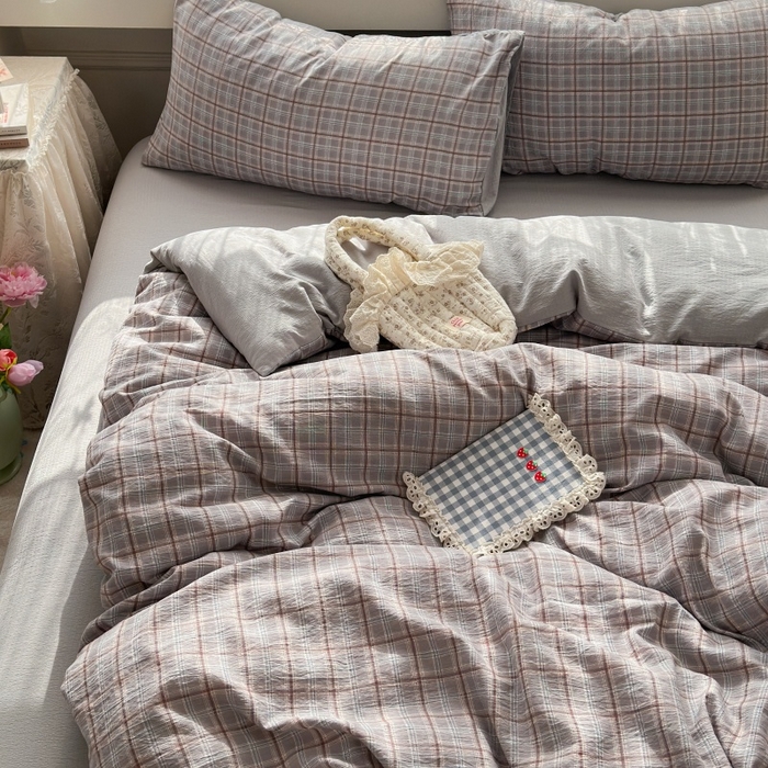 91家纺网 家纺一手货源 找家纺 丽美人家纺 2025新款【全尺寸不断货】高克重木棉提花双层纱四件套 QB布兰卡