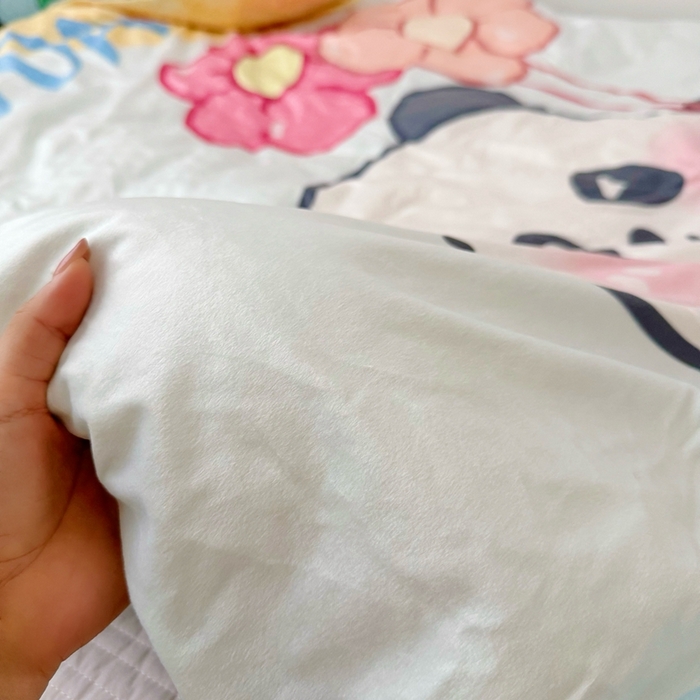 91家纺网 家纺一手货源 找家纺 萌宝家纺 2025新款可拆洗A类儿童豆豆绒大豆冬被儿童婴儿绒春秋被安抚被被子被芯 气球熊猫