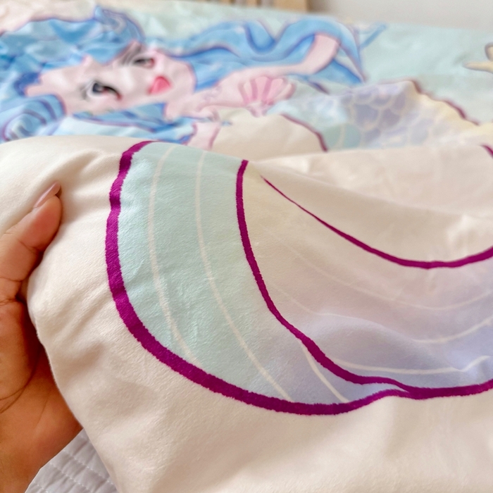 91家纺网 家纺一手货源 找家纺 萌宝家纺 2025新款可拆洗A类儿童豆豆绒大豆冬被儿童婴儿绒春秋被安抚被被子被芯 人鱼公主