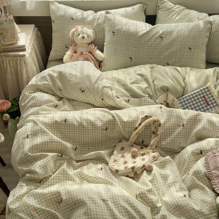 91家纺网 家纺一手货源 找家纺 丽美人家纺 2025新款【全尺寸不断货】高克重木棉提花双层纱四件套 QB腊肠犬