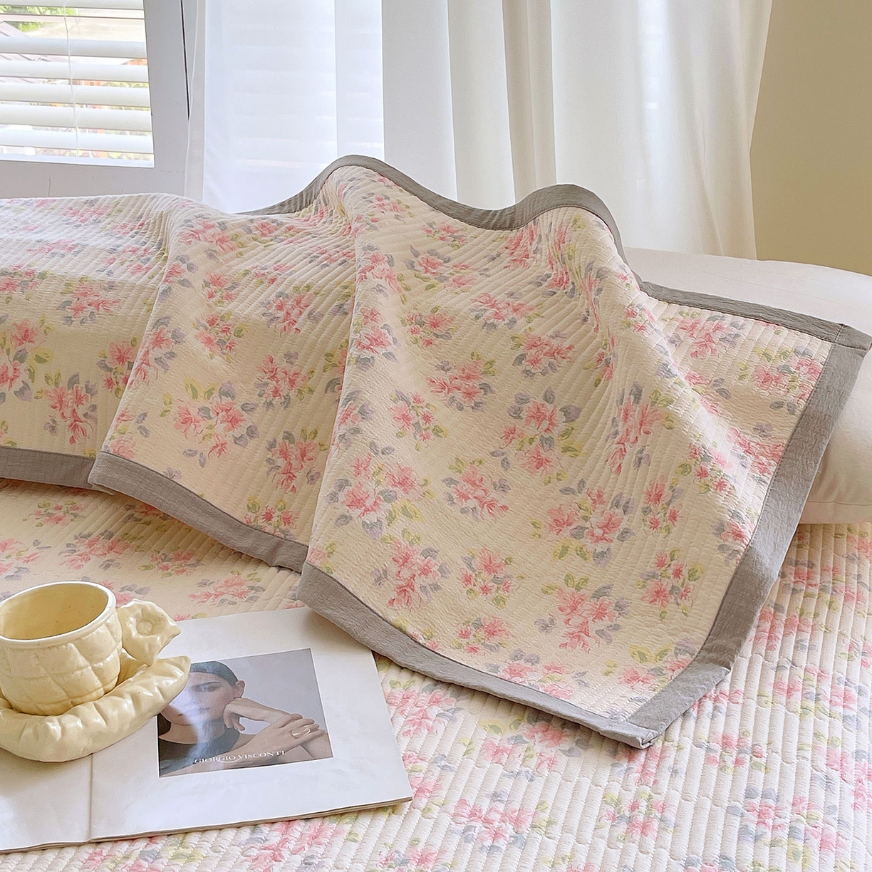 91家纺网 家纺一手货源 找家纺 （总）雨彤家纺 2025新款A类双层纱夹棉双人枕巾