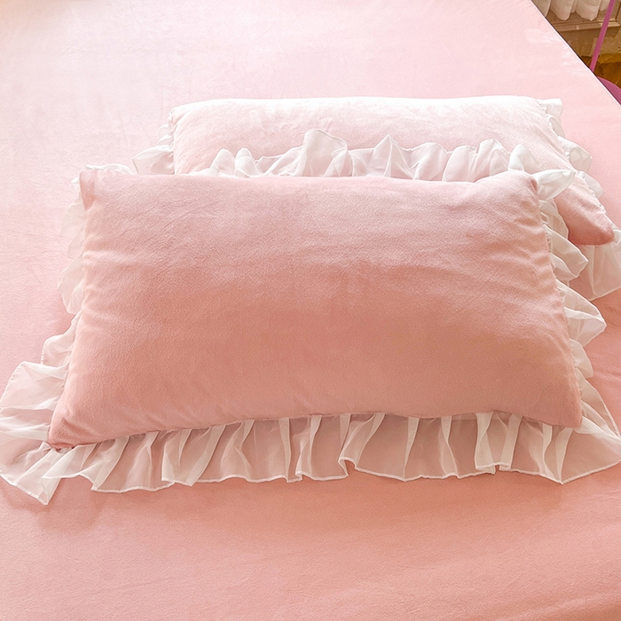 91家纺网 家纺一手货源 找家纺 （总）唐人居 2025新款法式蕾丝花边宝宝绒四件套--安妮系列