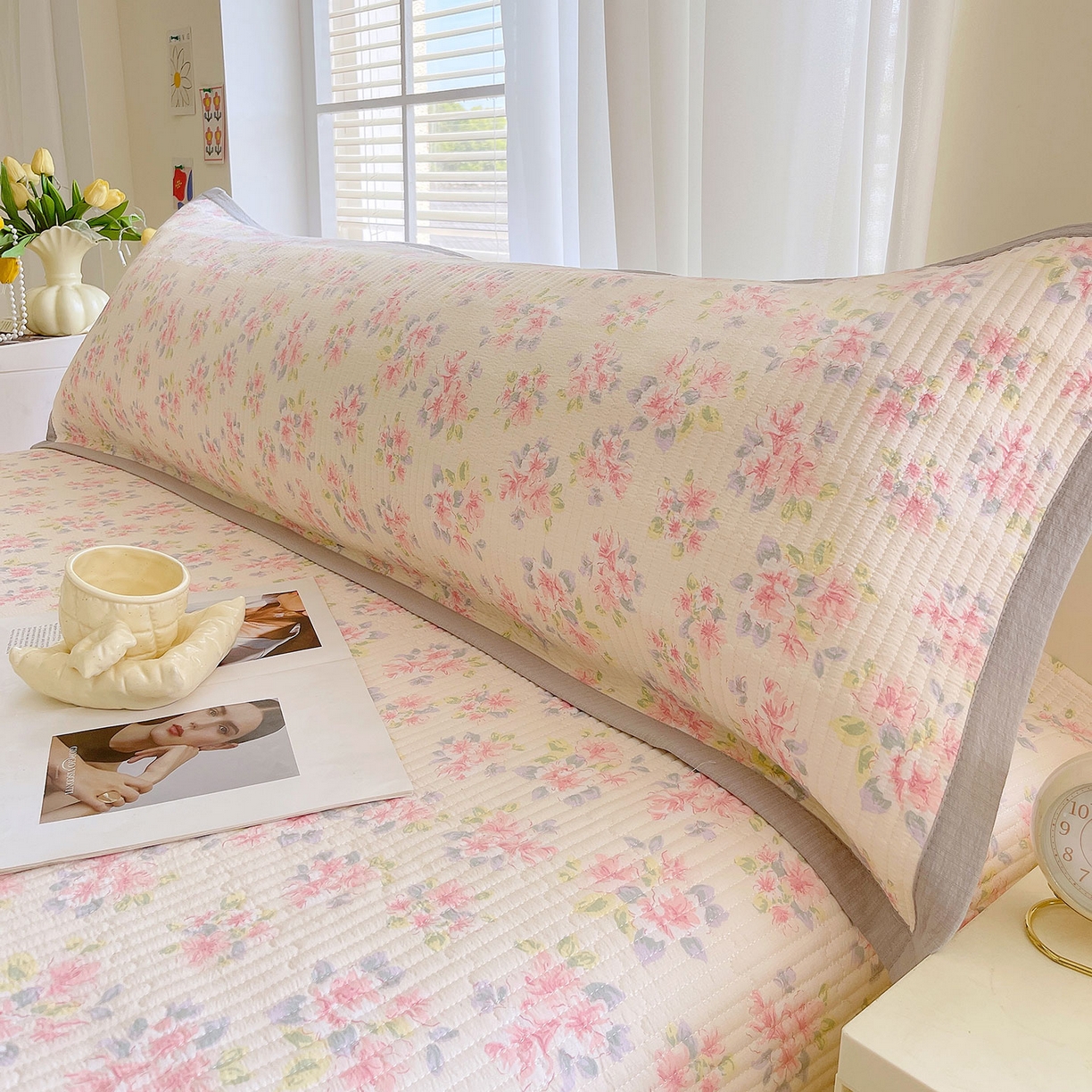 91家纺网 家纺一手货源 找家纺 雨彤家纺 2025新款A类双层纱夹棉双人枕巾 槐夏风清