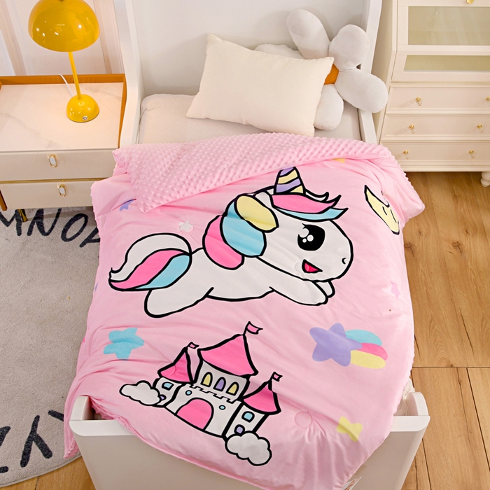 萌宝家纺 2025新款可拆洗A类儿童豆豆绒大豆冬被儿童婴儿绒春秋被安抚被被子被芯 小马