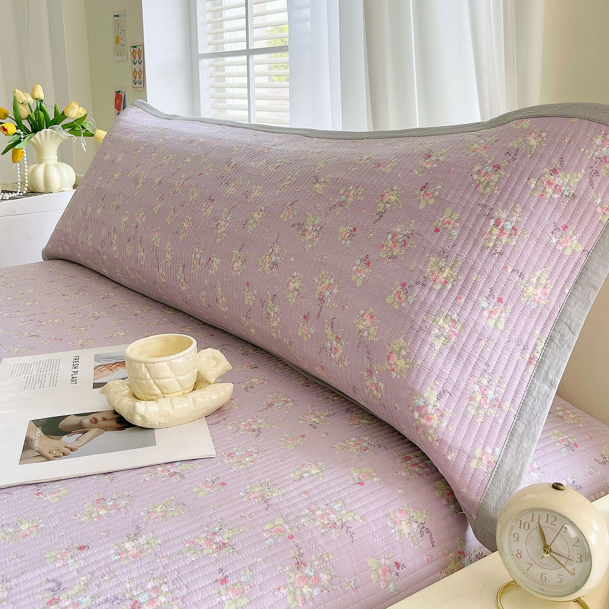 91家纺网 家纺一手货源 找家纺 雨彤家纺 2025新款A类双层纱夹棉双人枕巾 兰心幽怀