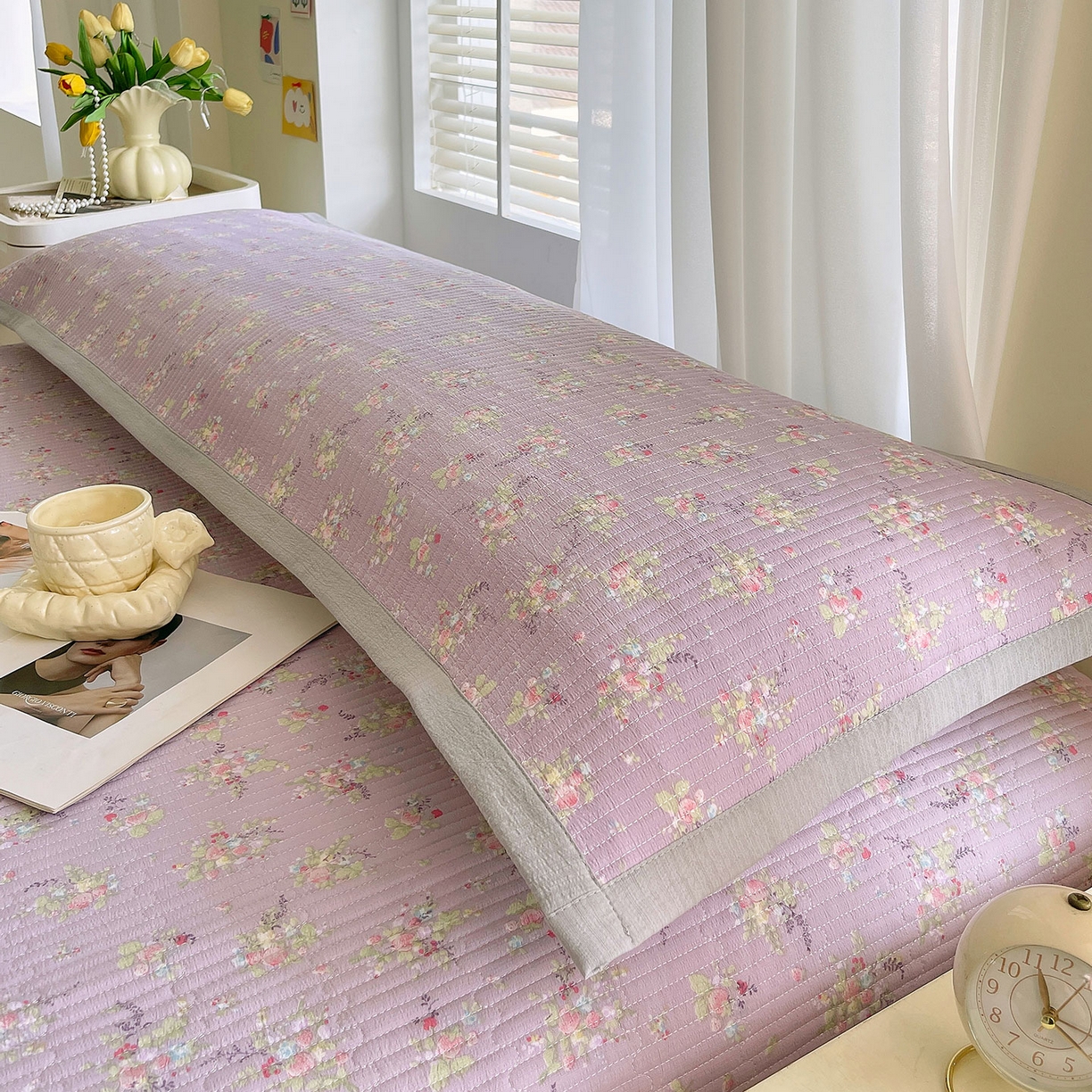 91家纺网 家纺一手货源 找家纺 雨彤家纺 2025新款A类双层纱夹棉双人枕巾 兰心幽怀