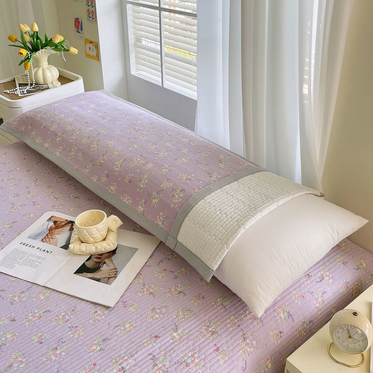 91家纺网 家纺一手货源 找家纺 雨彤家纺 2025新款A类双层纱夹棉双人枕巾 兰心幽怀