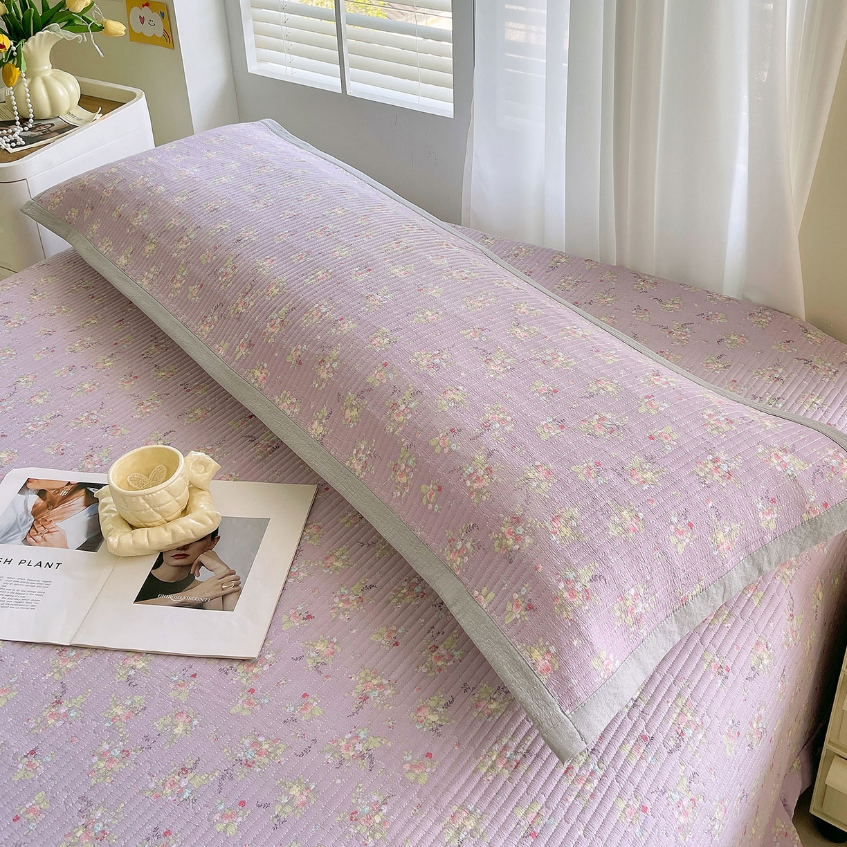 91家纺网 家纺一手货源 找家纺 雨彤家纺 2025新款A类双层纱夹棉双人枕巾 兰心幽怀