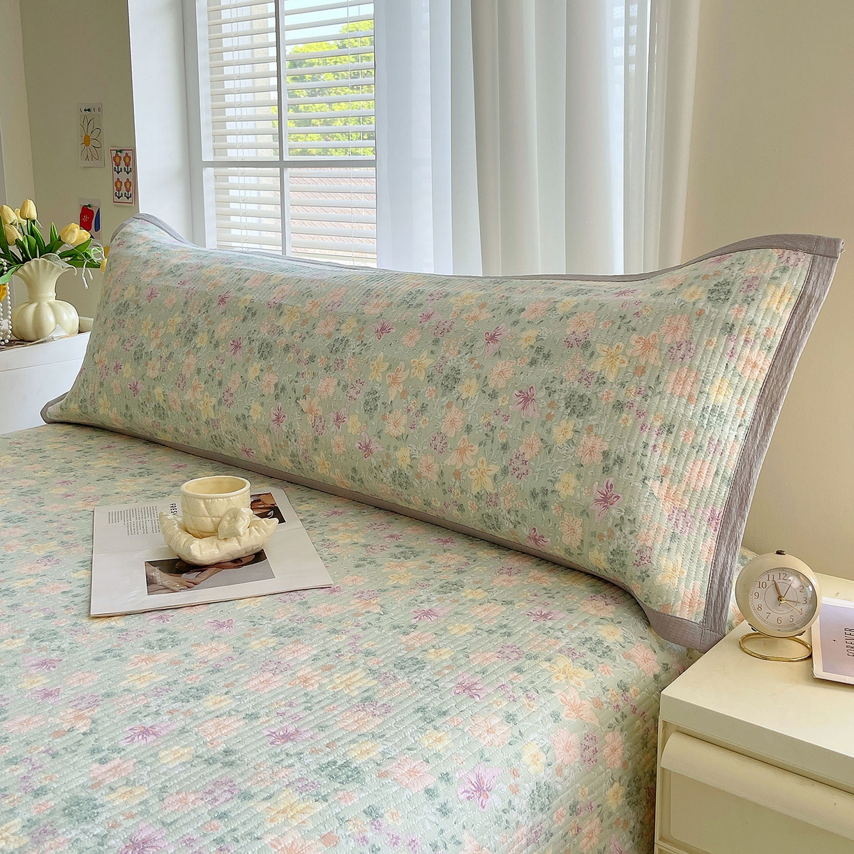 91家纺网 家纺一手货源 找家纺 雨彤家纺 2025新款A类双层纱夹棉双人枕巾 浅若花落