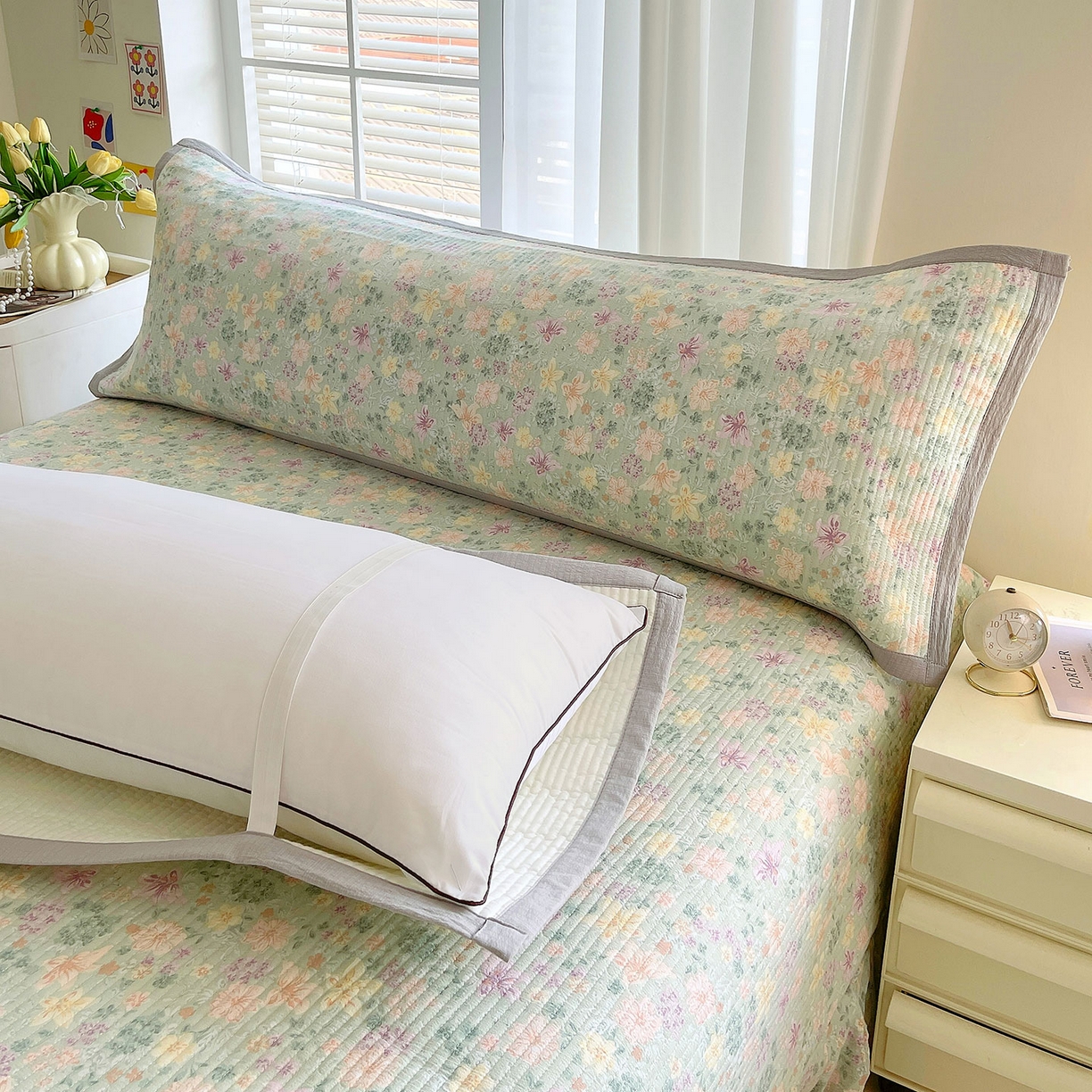 91家纺网 家纺一手货源 找家纺 雨彤家纺 2025新款A类双层纱夹棉双人枕巾 浅若花落