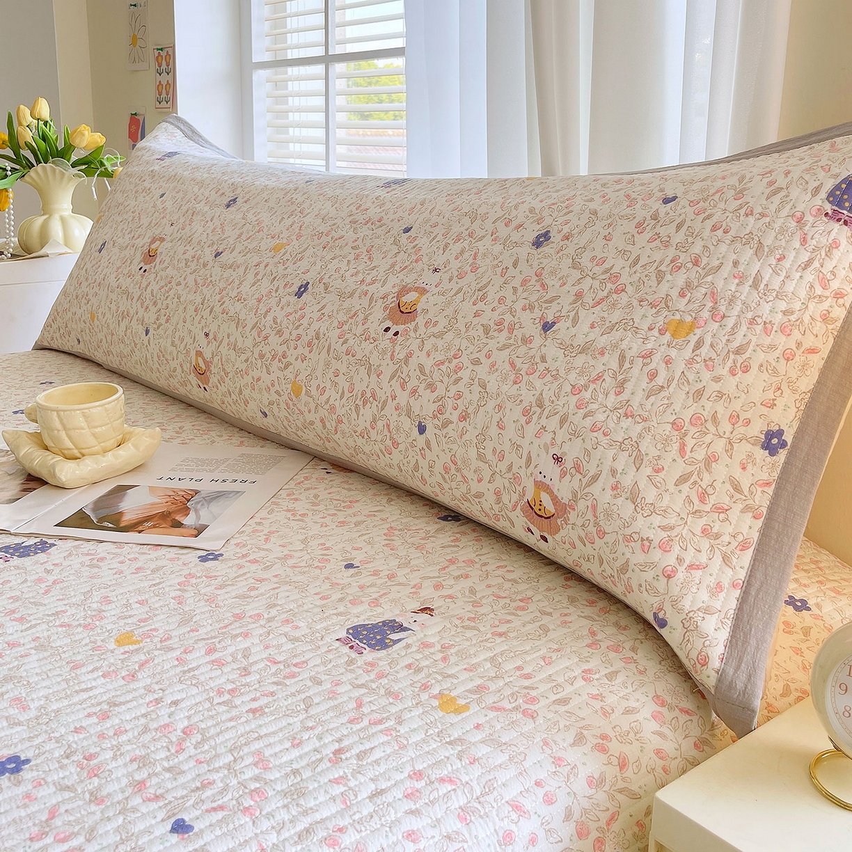 91家纺网 家纺一手货源 找家纺 雨彤家纺 2025新款A类双层纱夹棉双人枕巾 萌萌哒