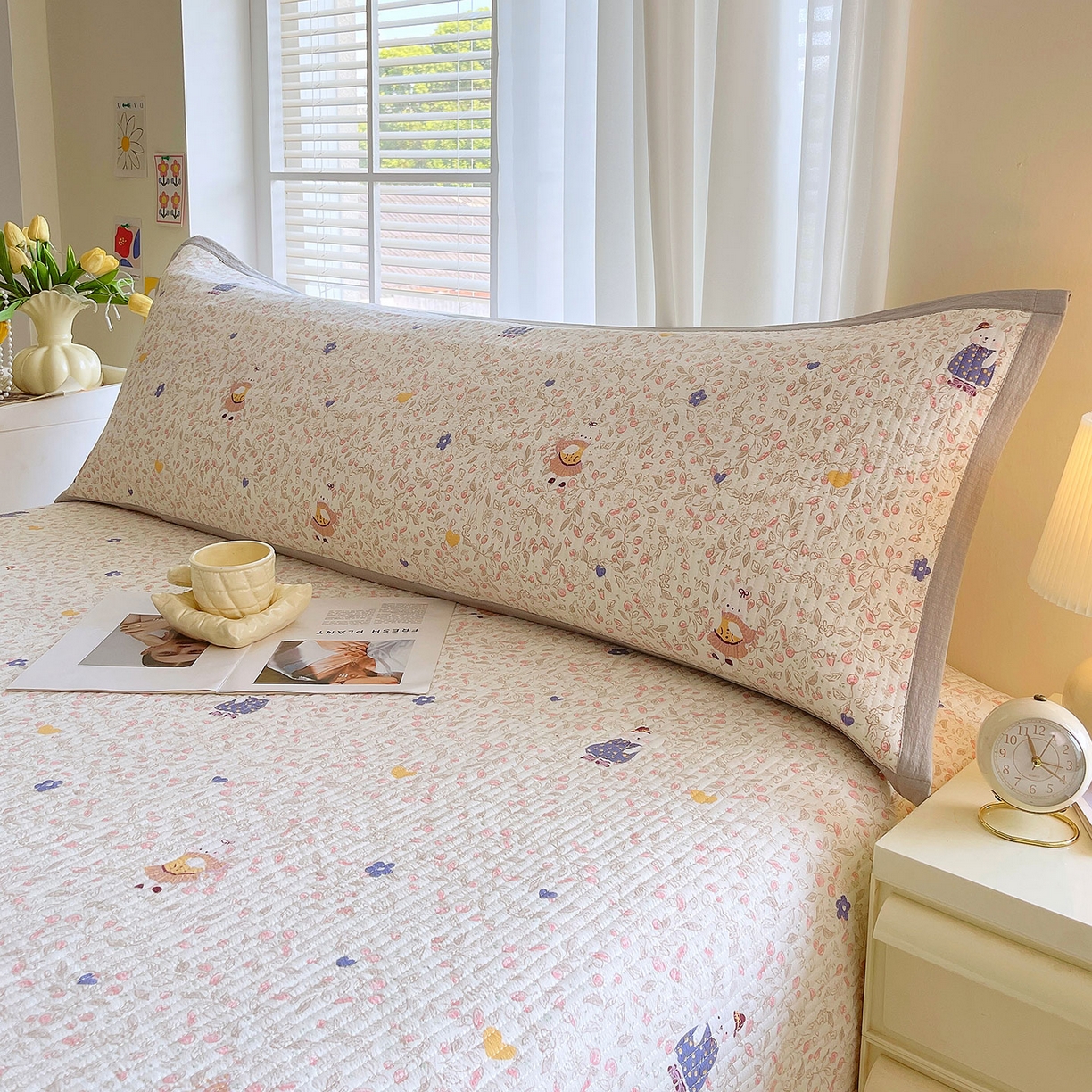 91家纺网 家纺一手货源 找家纺 雨彤家纺 2025新款A类双层纱夹棉双人枕巾 萌萌哒