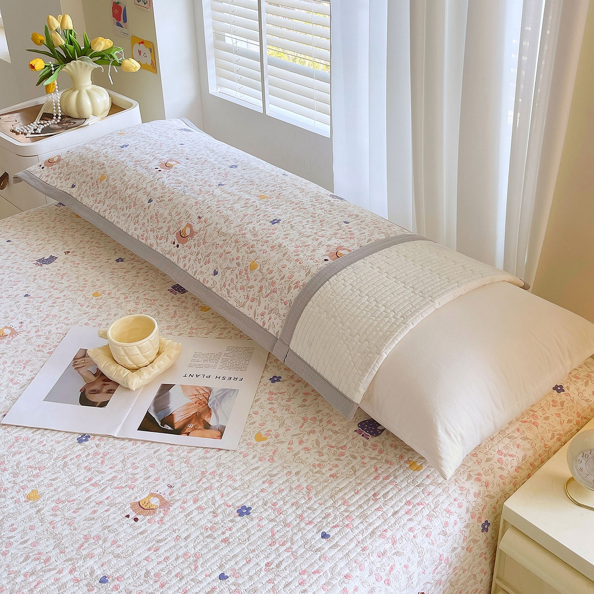 91家纺网 家纺一手货源 找家纺 雨彤家纺 2025新款A类双层纱夹棉双人枕巾 萌萌哒