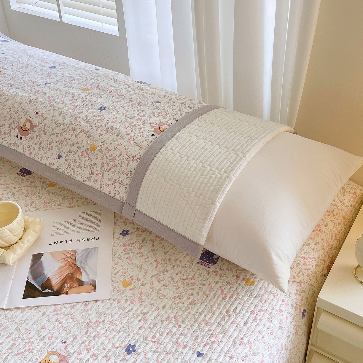 91家纺网 家纺一手货源 找家纺 雨彤家纺 2025新款A类双层纱夹棉双人枕巾 萌萌哒