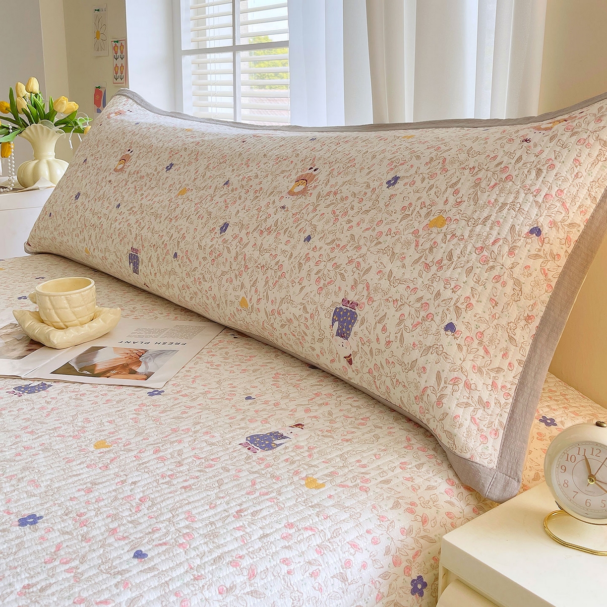 91家纺网 家纺一手货源 找家纺 雨彤家纺 2025新款A类双层纱夹棉双人枕巾 萌萌哒