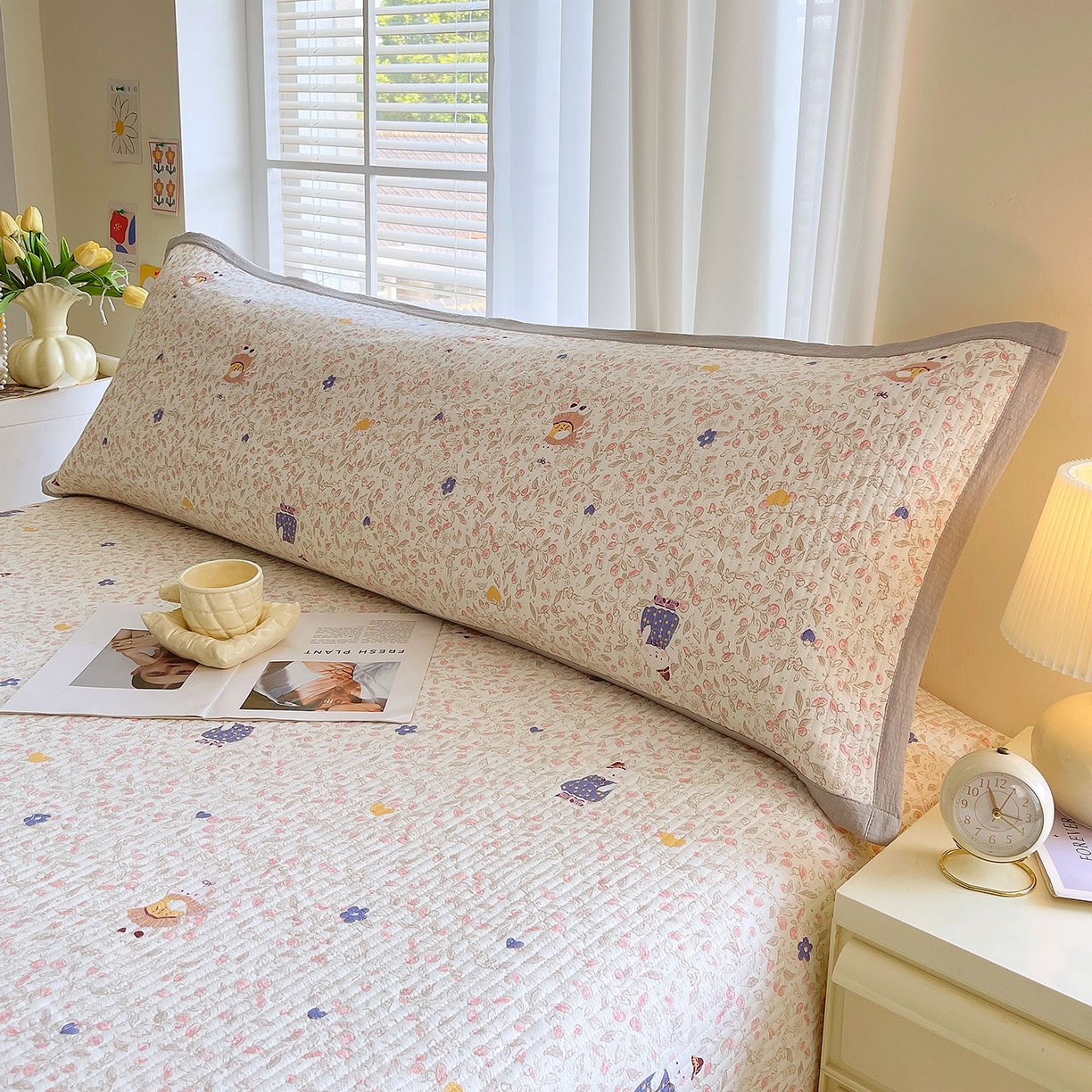 91家纺网 家纺一手货源 找家纺 雨彤家纺 2025新款A类双层纱夹棉双人枕巾 萌萌哒