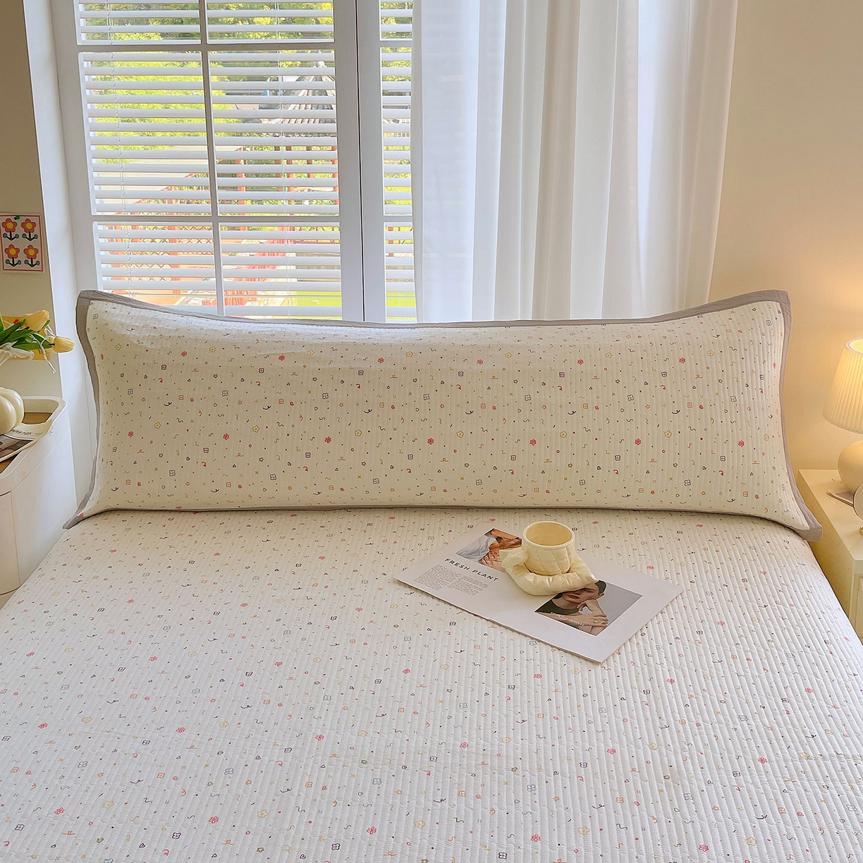 91家纺网 家纺一手货源 找家纺 雨彤家纺 2025新款A类双层纱夹棉双人枕巾 小确幸