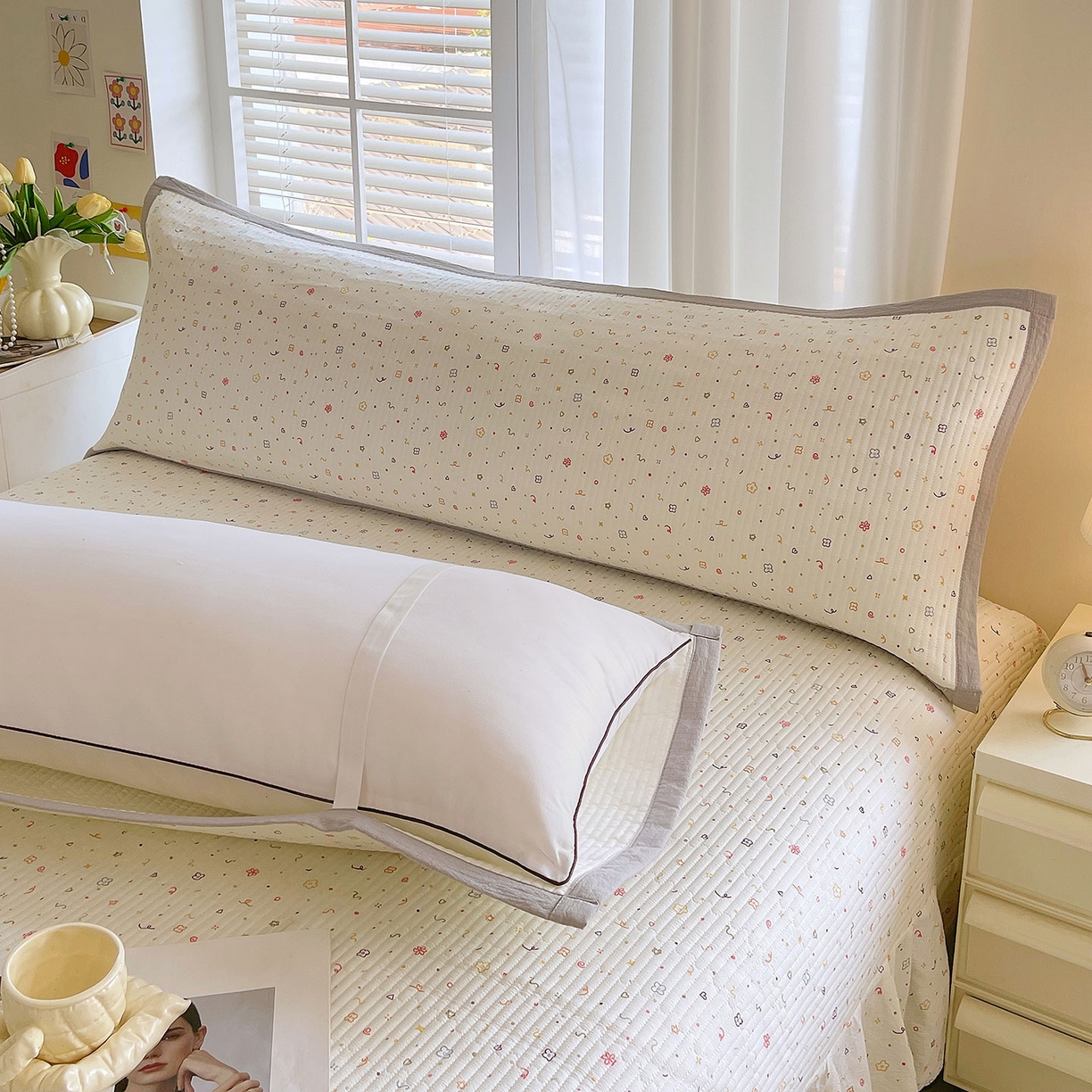 91家纺网 家纺一手货源 找家纺 雨彤家纺 2025新款A类双层纱夹棉双人枕巾 小确幸