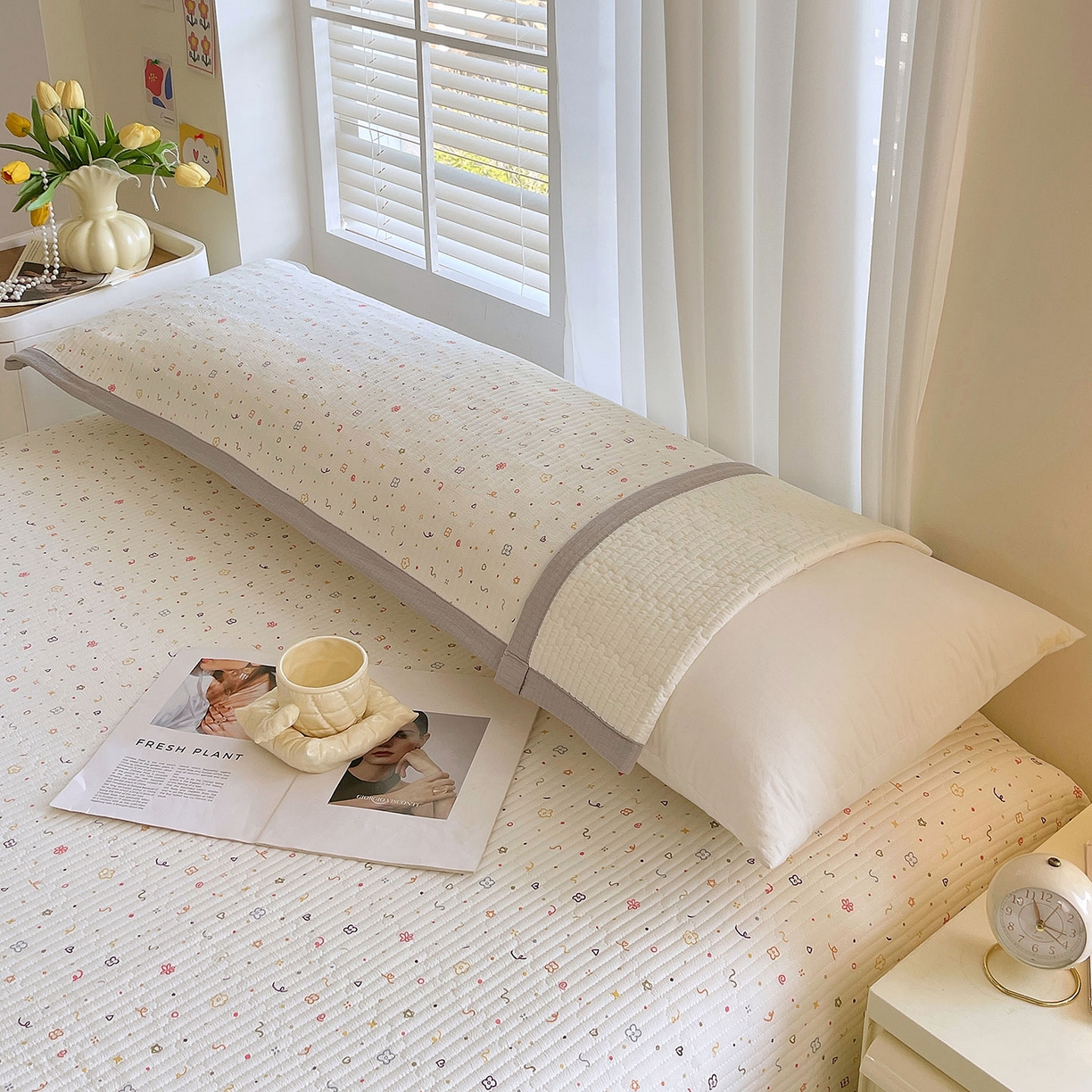 91家纺网 家纺一手货源 找家纺 雨彤家纺 2025新款A类双层纱夹棉双人枕巾 小确幸