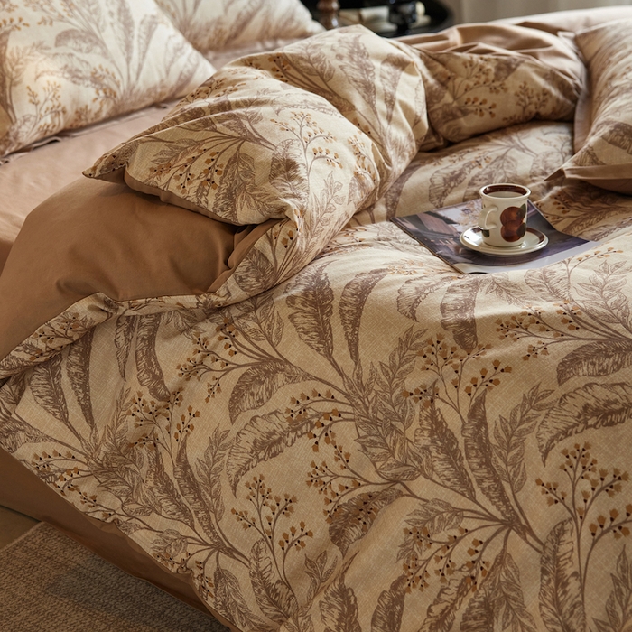 91家纺网 家纺一手货源 找家纺 （总）千朵森 2025新款全棉拼角印花磨毛四件套