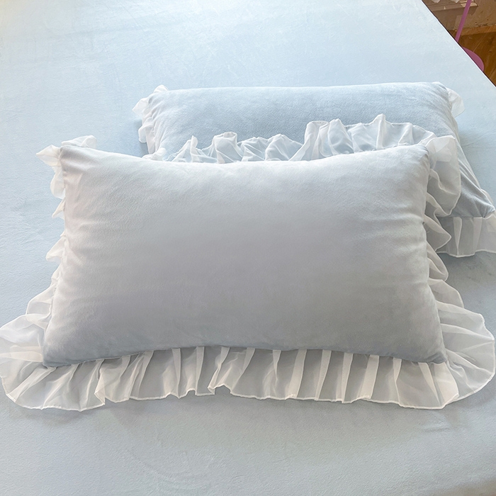 91家纺网 家纺一手货源 找家纺 唐人居 2025新款法式蕾丝花边宝宝绒四件套--安妮系列 安妮-浅蓝