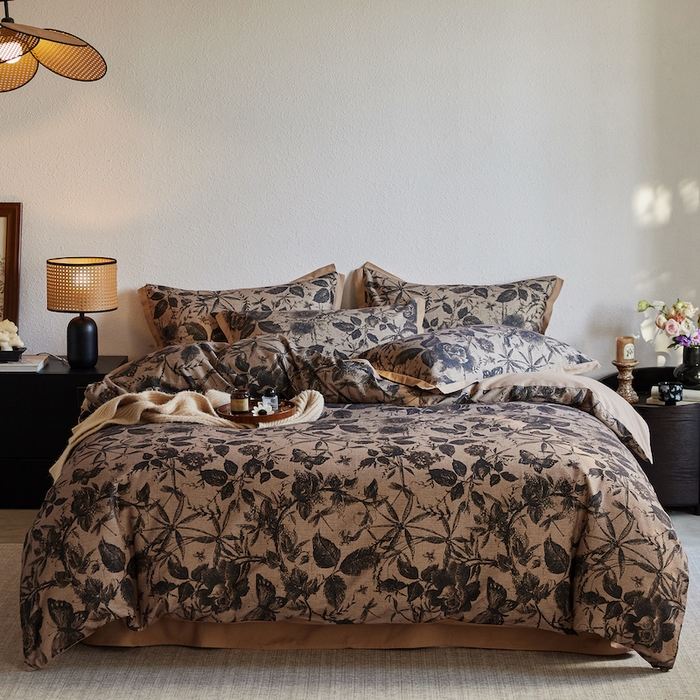 91家纺网 家纺一手货源 找家纺 （总）千朵森 2025新款全棉拼角印花磨毛四件套